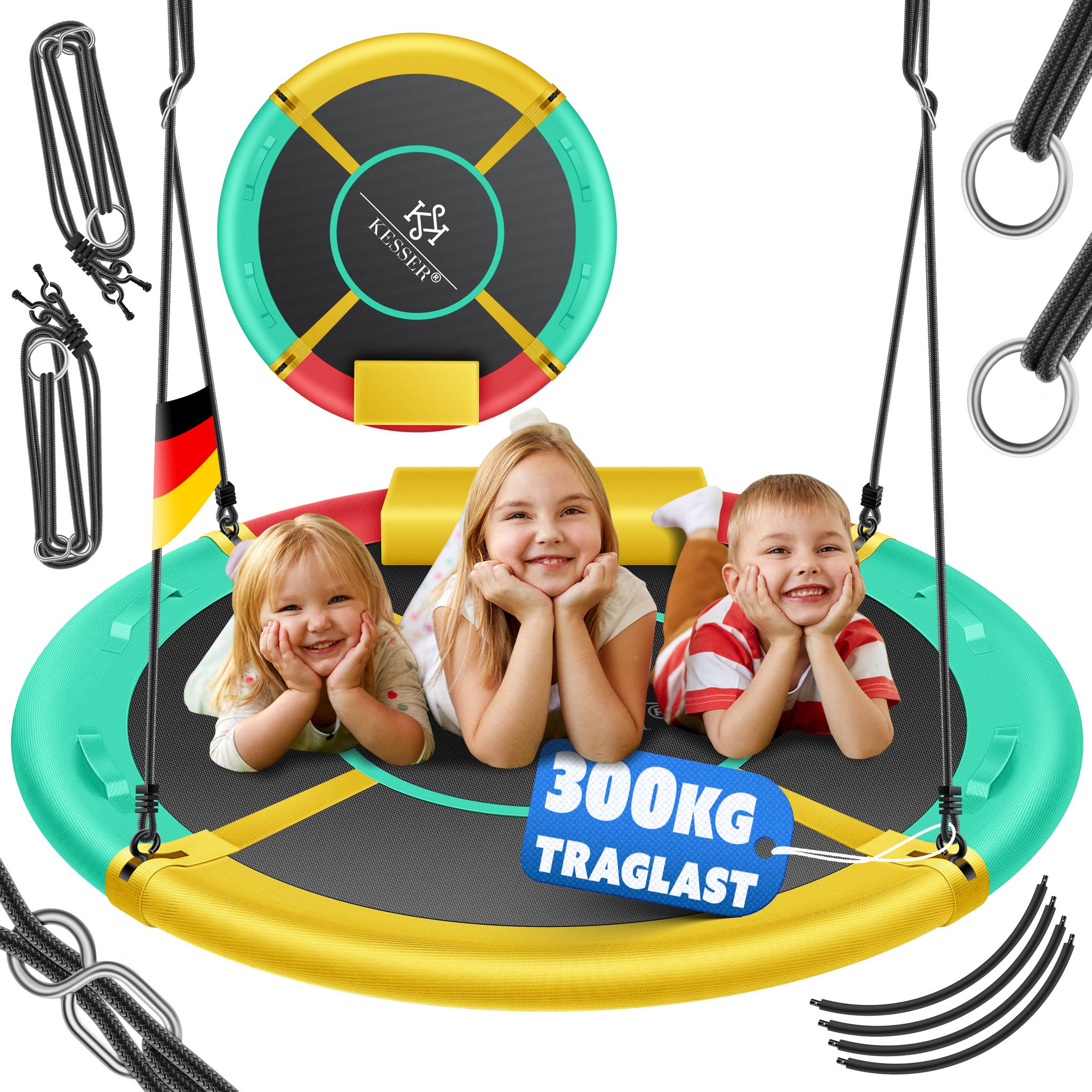Kesser® Nestschaukel Tellerschaukel, Verstellbar - Mehrfarbig, 120cm