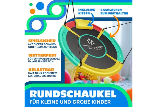 Kesser® Nestschaukel Tellerschaukel, Verstellbar - Mehrfarbig, 60cm