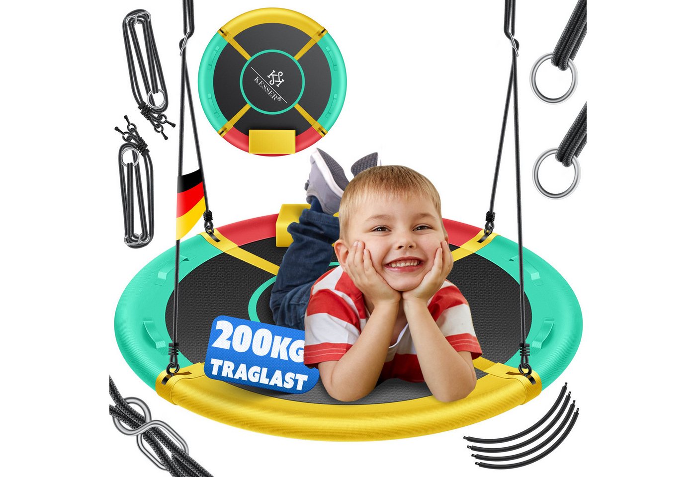 Kesser® Nestschaukel Tellerschaukel, Verstellbar - Mehrfarbig, 60cm Bild 2