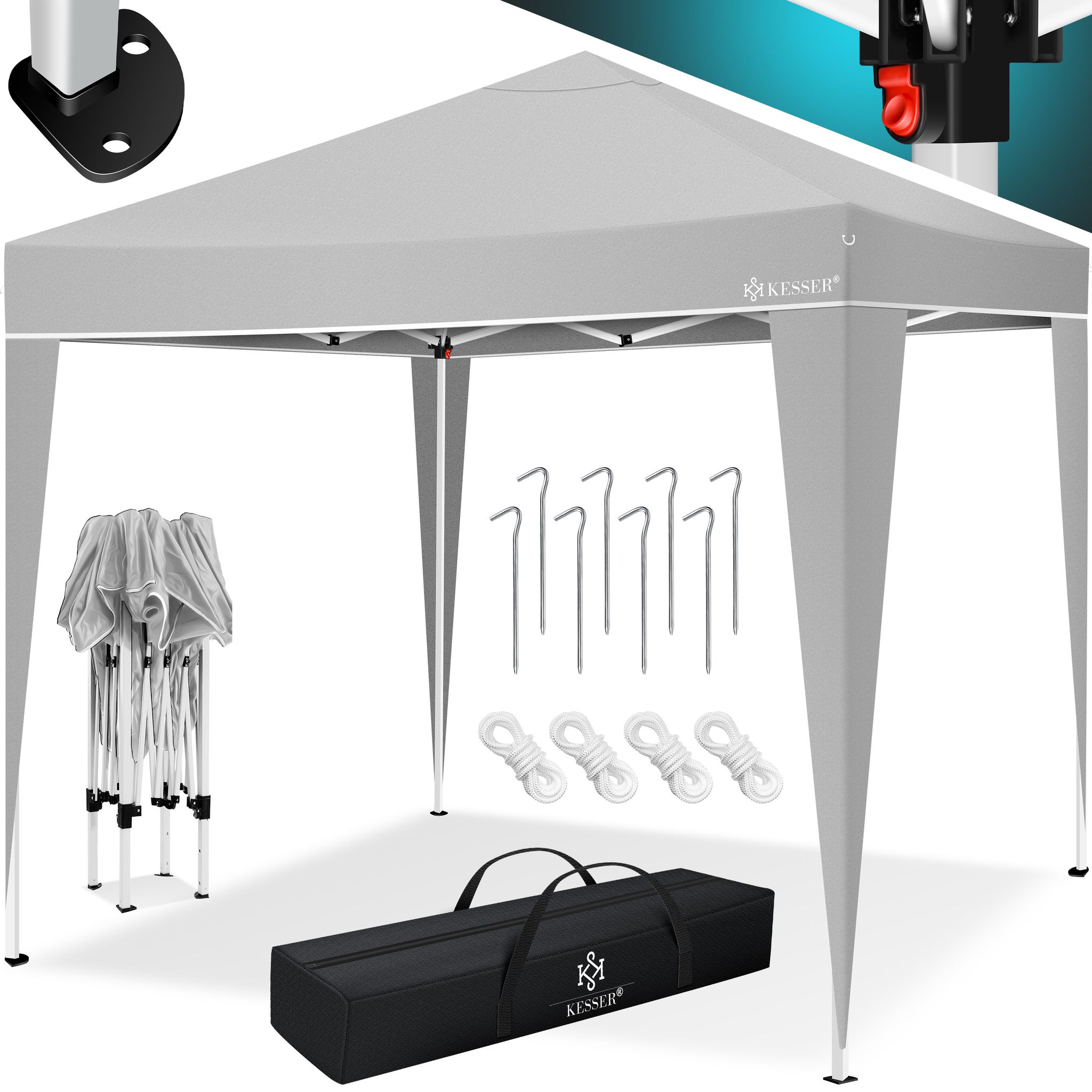 Kesser® Faltpavillon 3x3 M, Wasserdicht, Uv-schutz 50+ - Grau