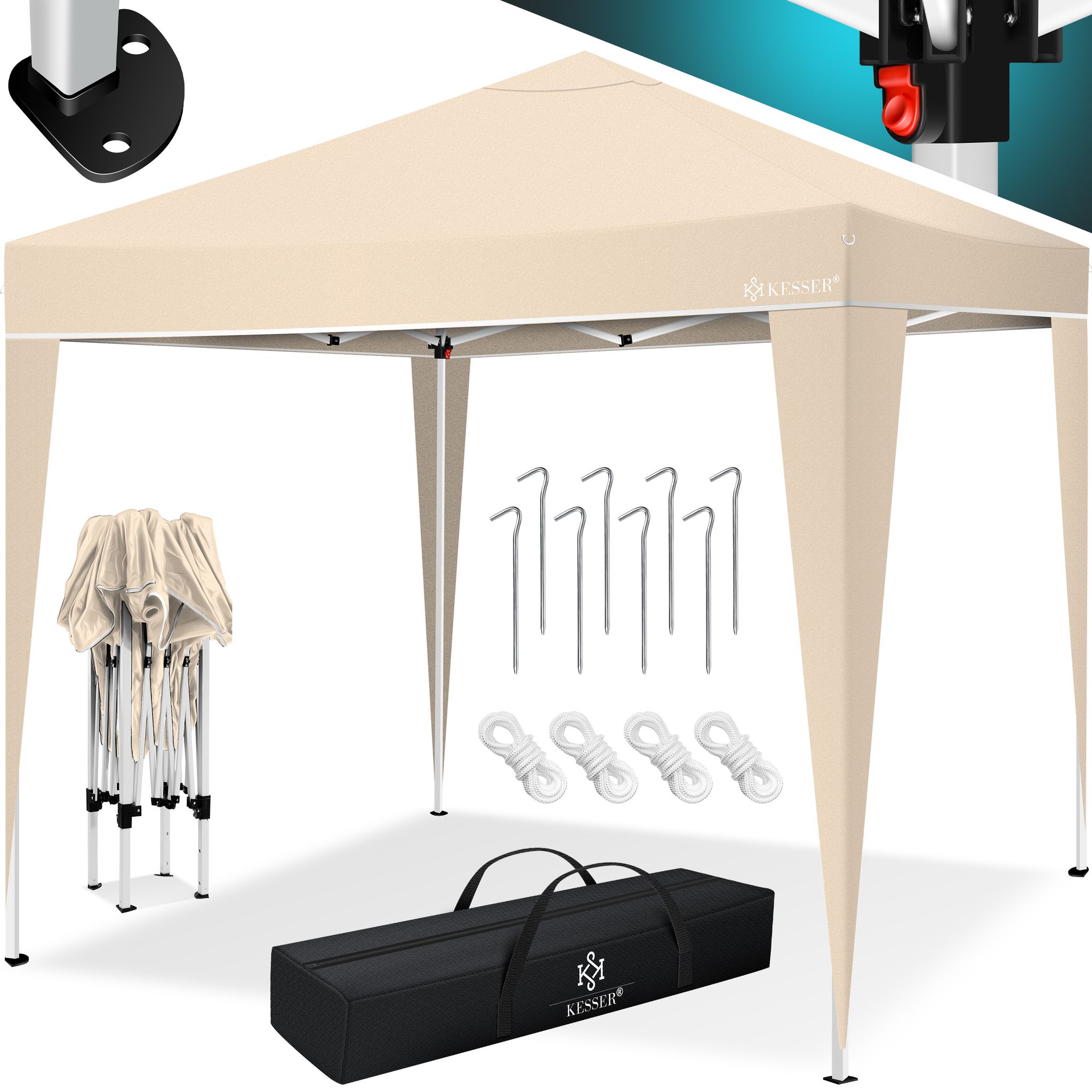 Kesser® Faltpavillon 3x3 M, Wasserdicht, Uv-schutz 50+ - Beige