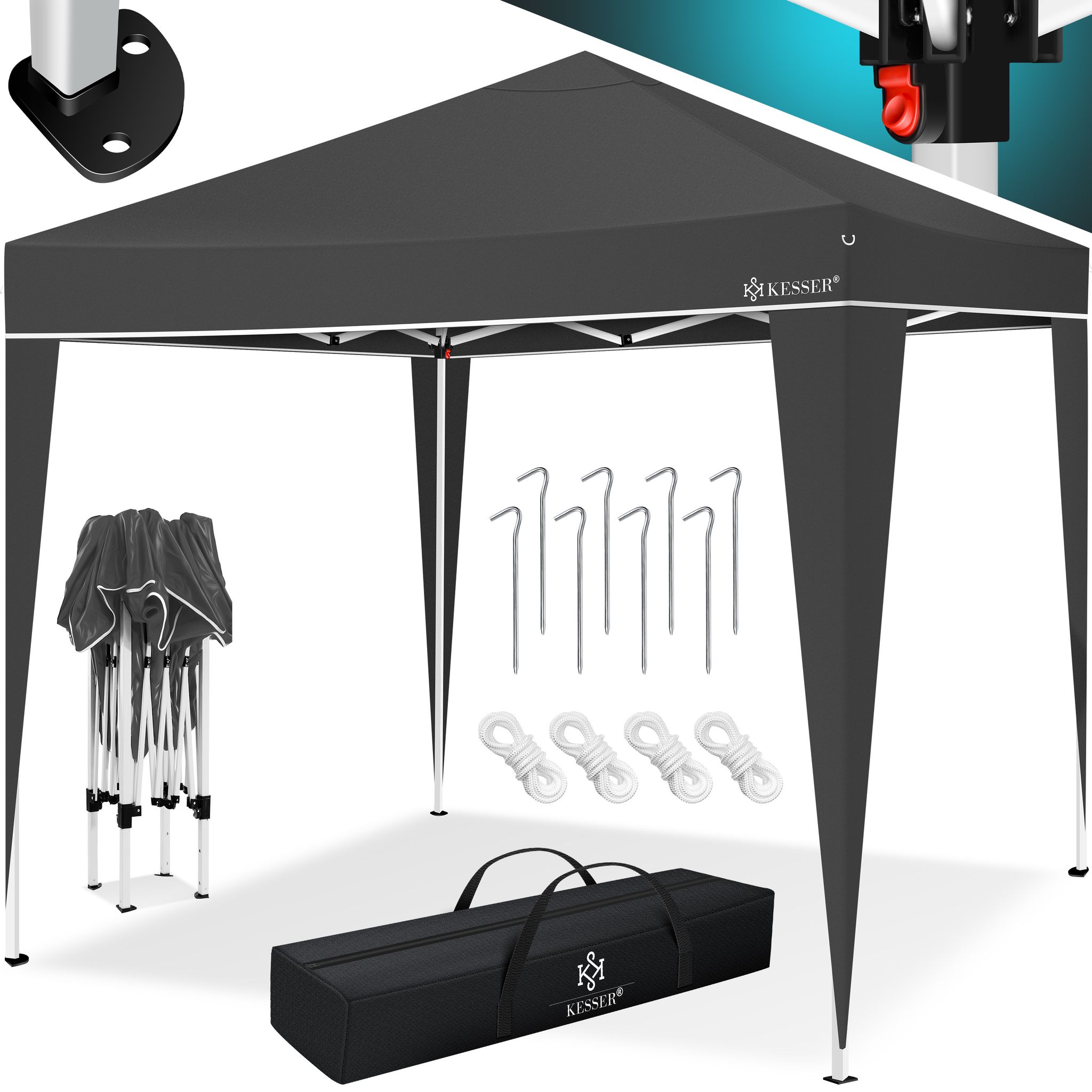 Kesser® Faltpavillon 3x3 M, Wasserdicht, Uv-schutz 50+ - Anthrazit