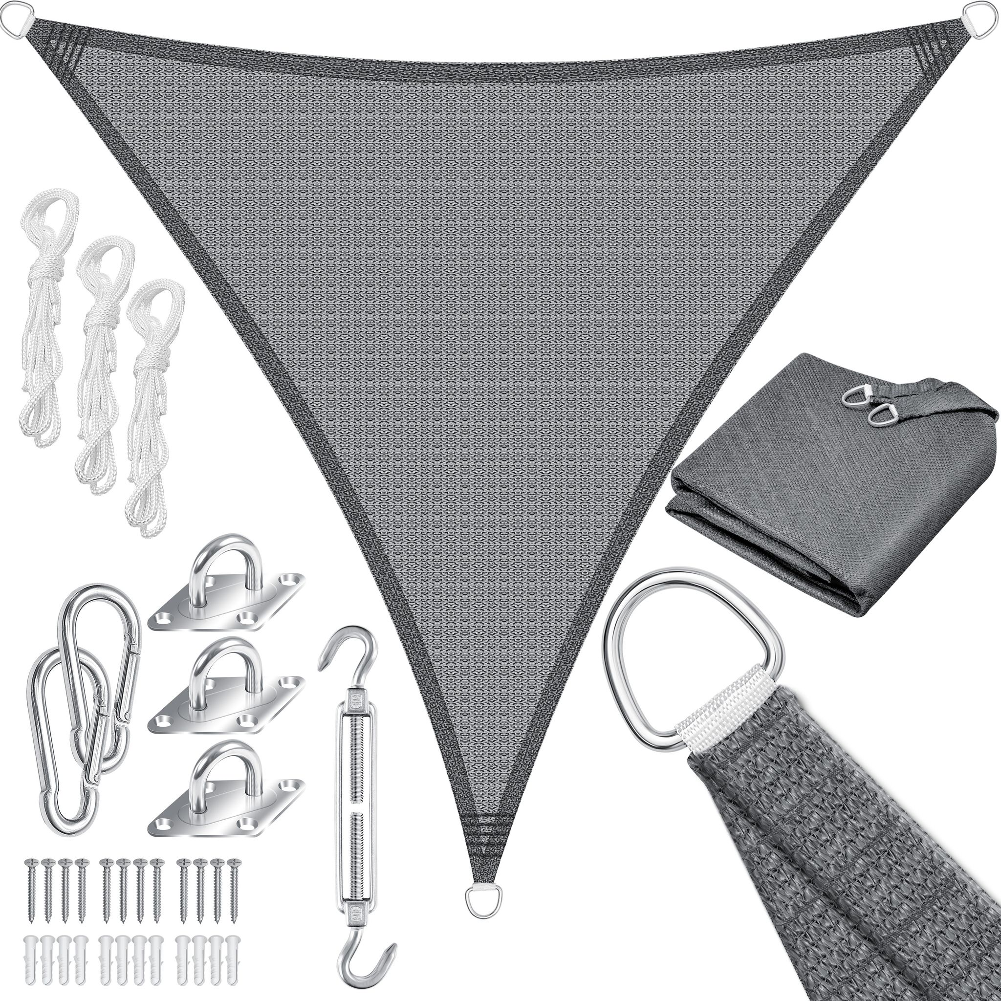 Kesser® Sonnensegel Hdpe, Wasser- & Windabweisend - 3 X 3 X 3 M, Dreieck, Grau