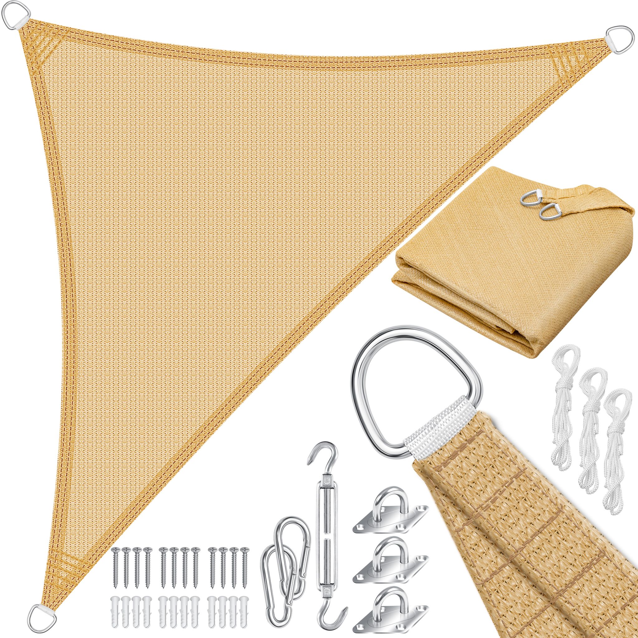 Kesser® Sonnensegel Hdpe - 4.2 X 4.2 X 6 M, Dreieck, Sand
