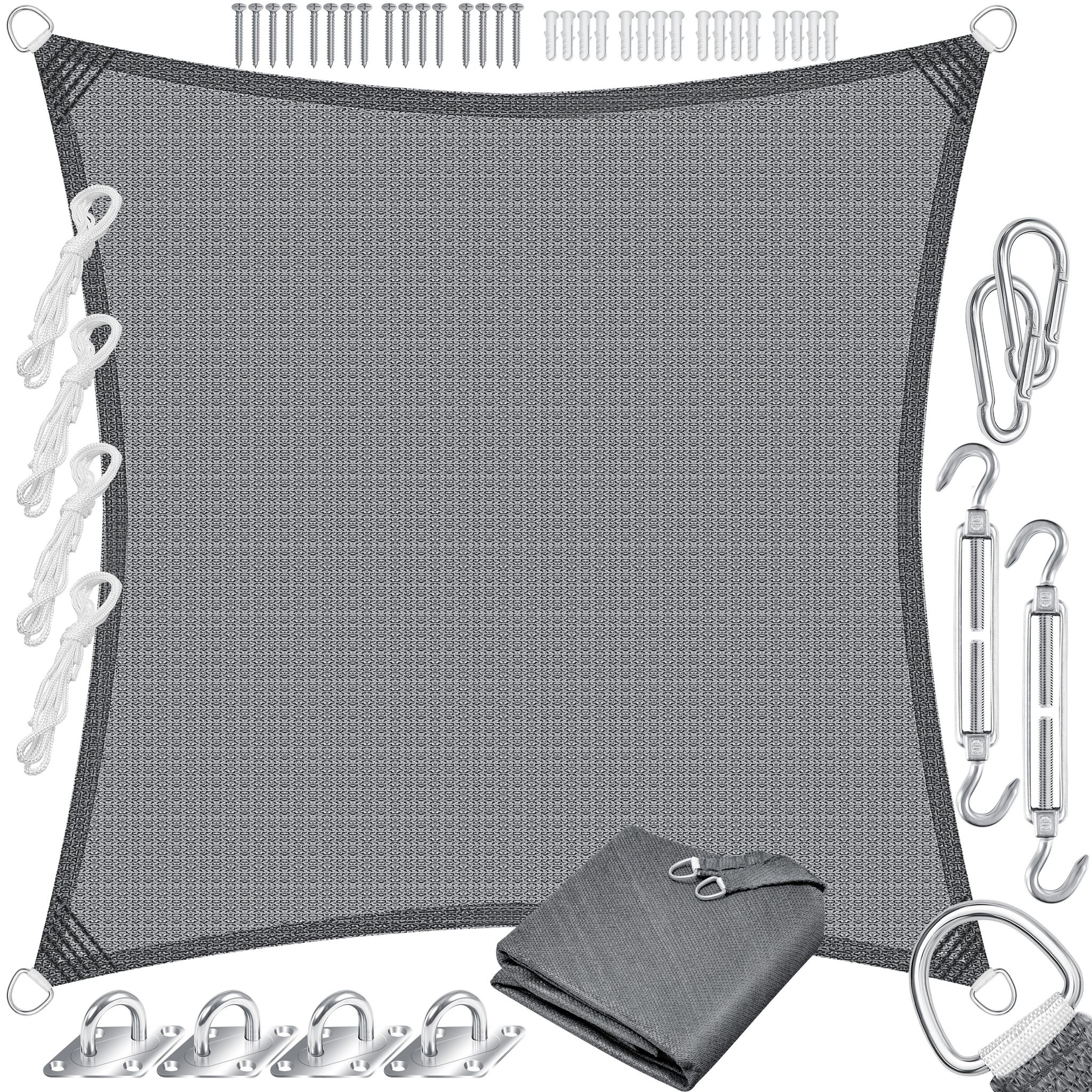 Kesser® Sonnensegel Hdpe, Wasser- & Windabweisend - 5 X 5 M, Quadrat, Grau