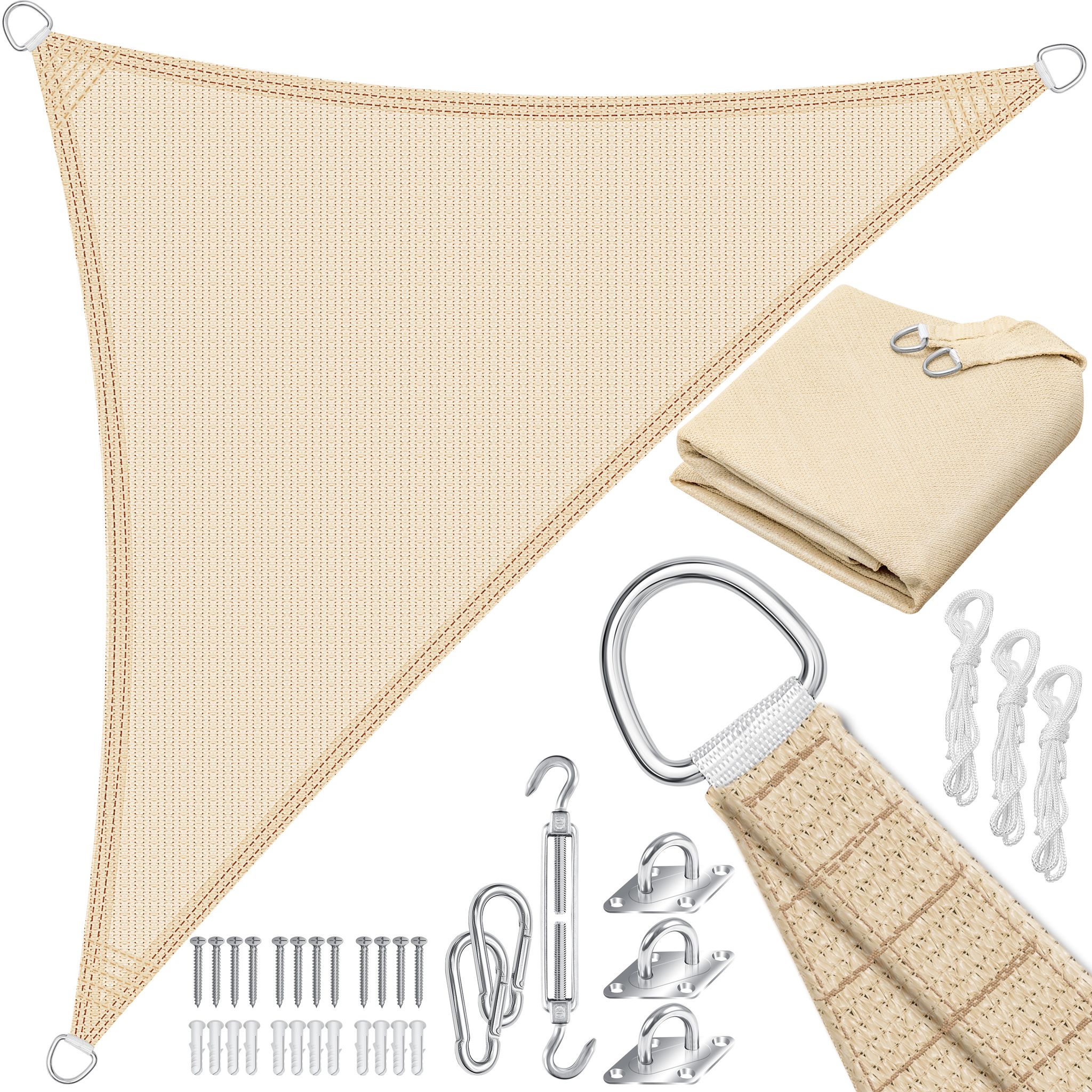 Kesser® Sonnensegel Hdpe - 2.5 X 2.5 X 3.5 M, Dreieck, Creme