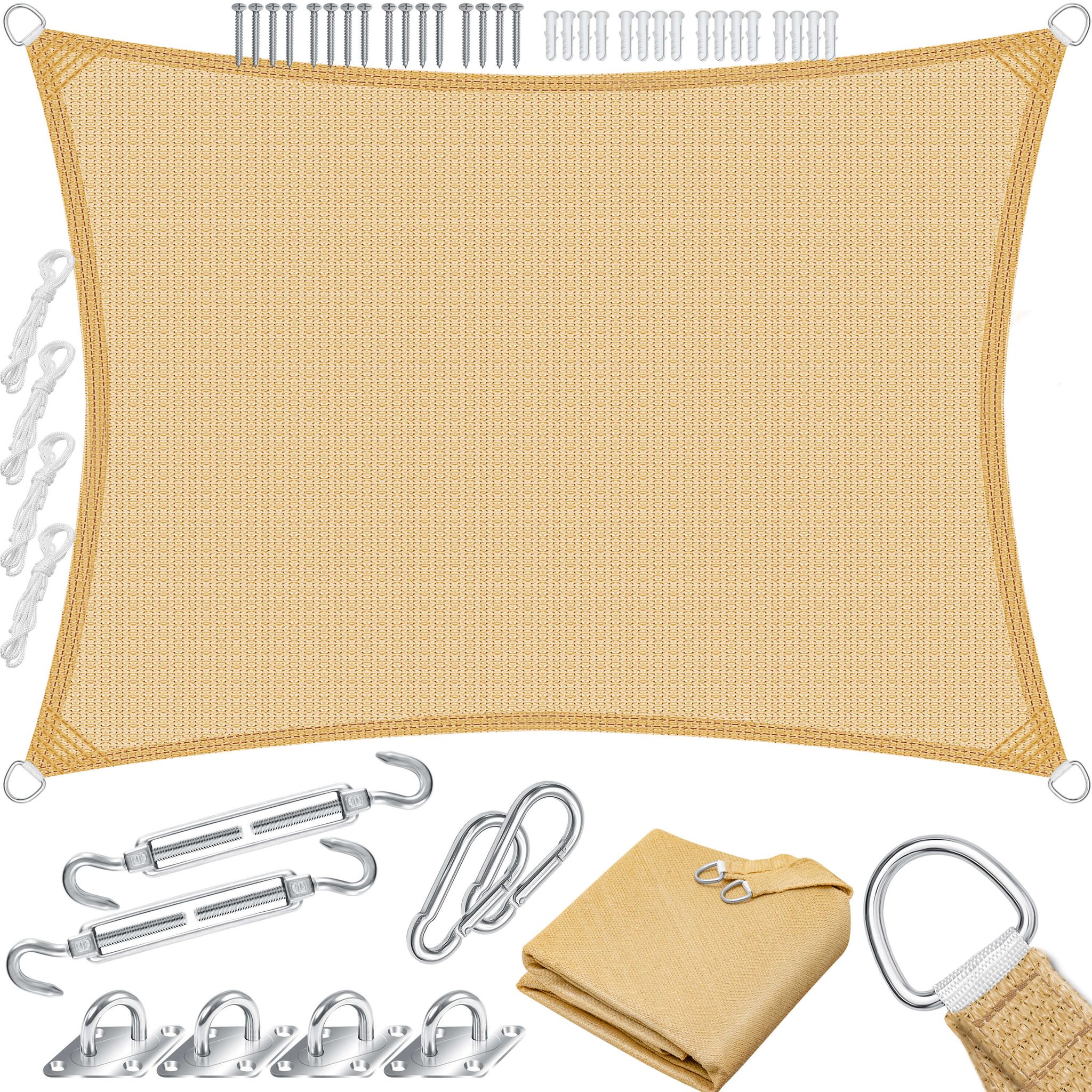 Kesser® Sonnensegel Hdpe, Wasser- & Windabweisend - 2 X 4 M, Rechteck, Sand