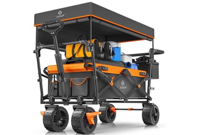 Kesser® Bollerwagen Faltbar Gt9000 Mit Dach - Anthrazit / Orange