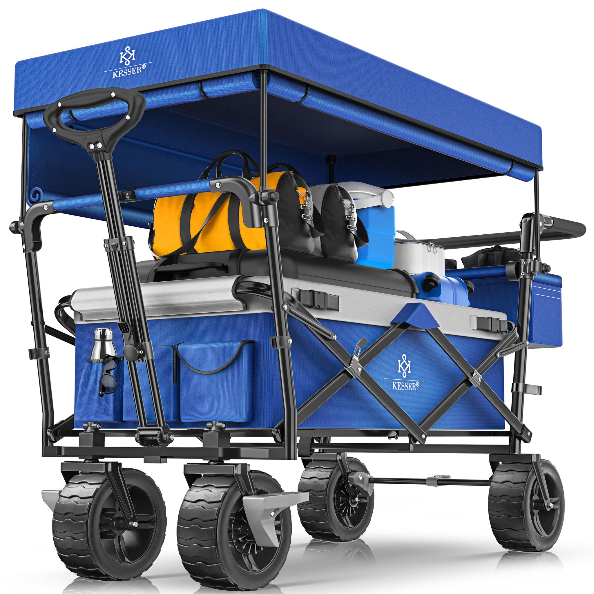 Kesser® Bollerwagen Faltbar Gt9000 Mit Dach - Blau/grau