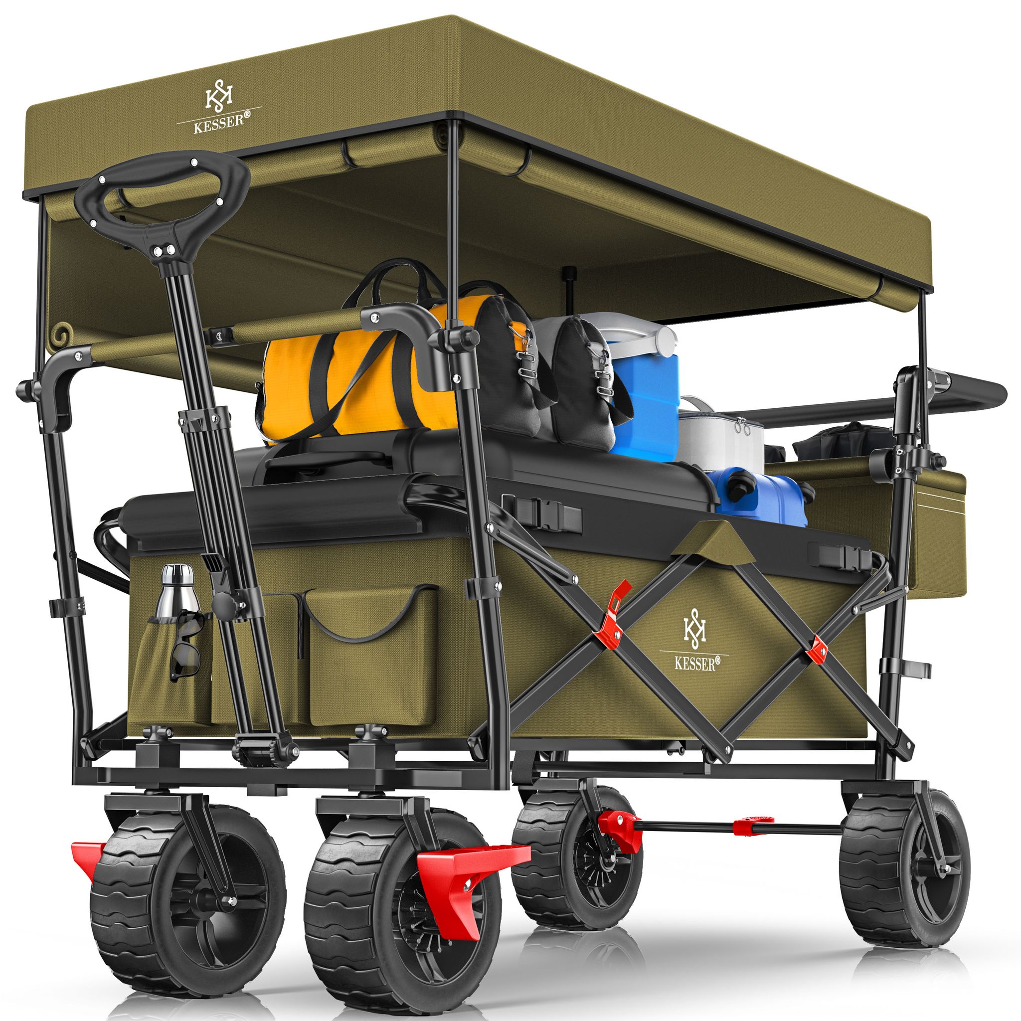 Kesser® Bollerwagen Faltbar Gt9000 Mit Dach - Khaki