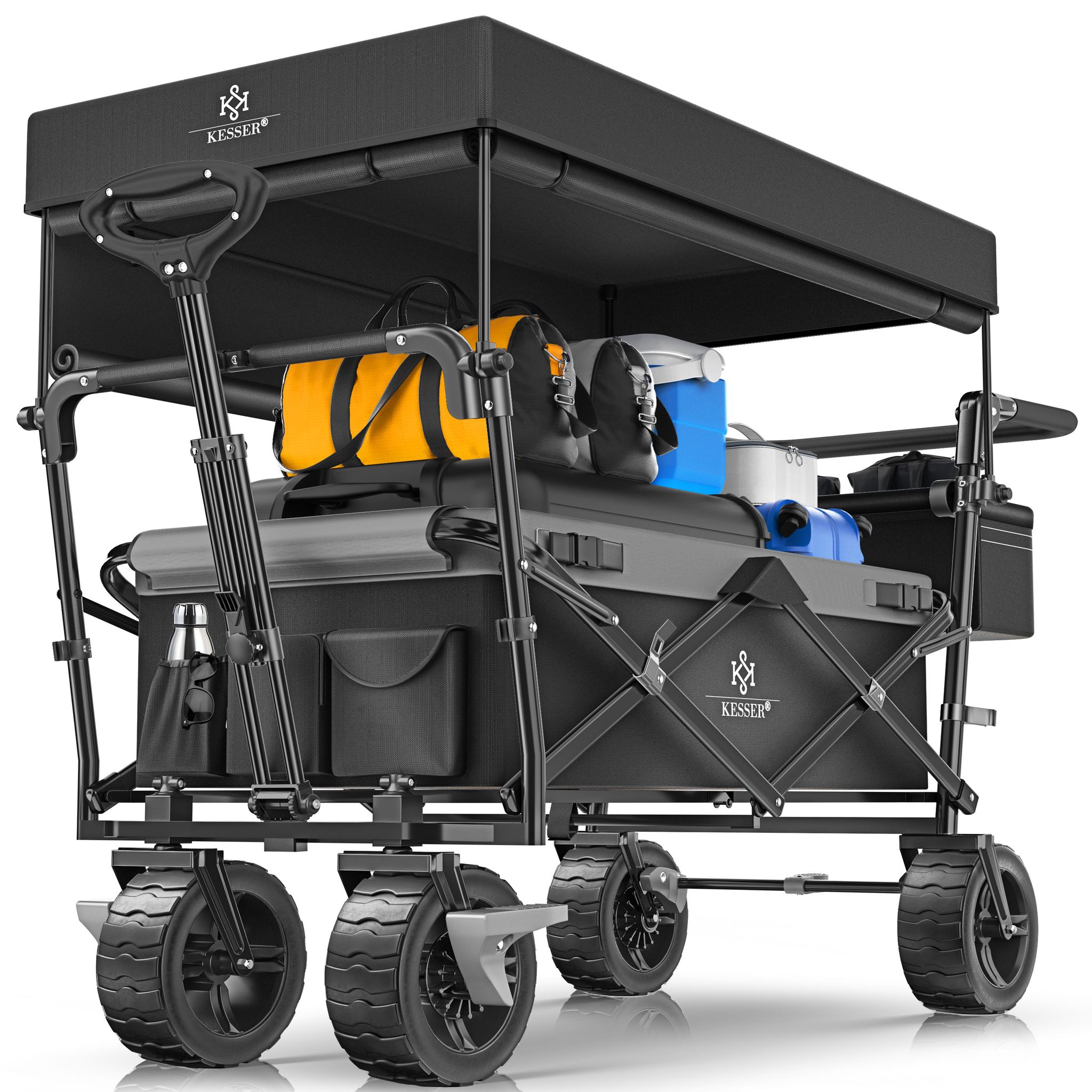 Kesser® Bollerwagen Faltbar Gt9000 Mit Dach - Schwarz/grau