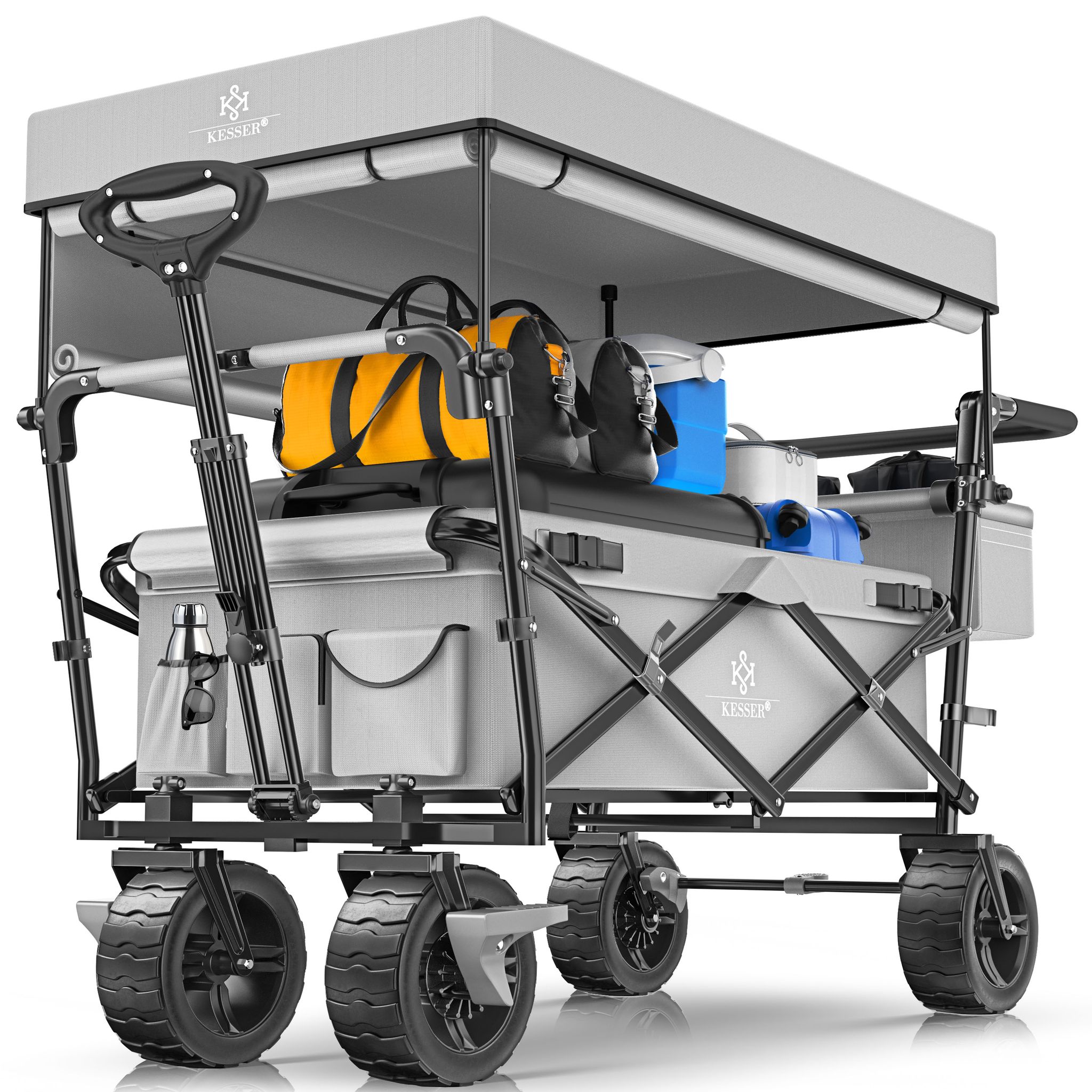Kesser® Bollerwagen Gt9000 Faltbar, Mit Dach, Bis 150 Kg - Grau