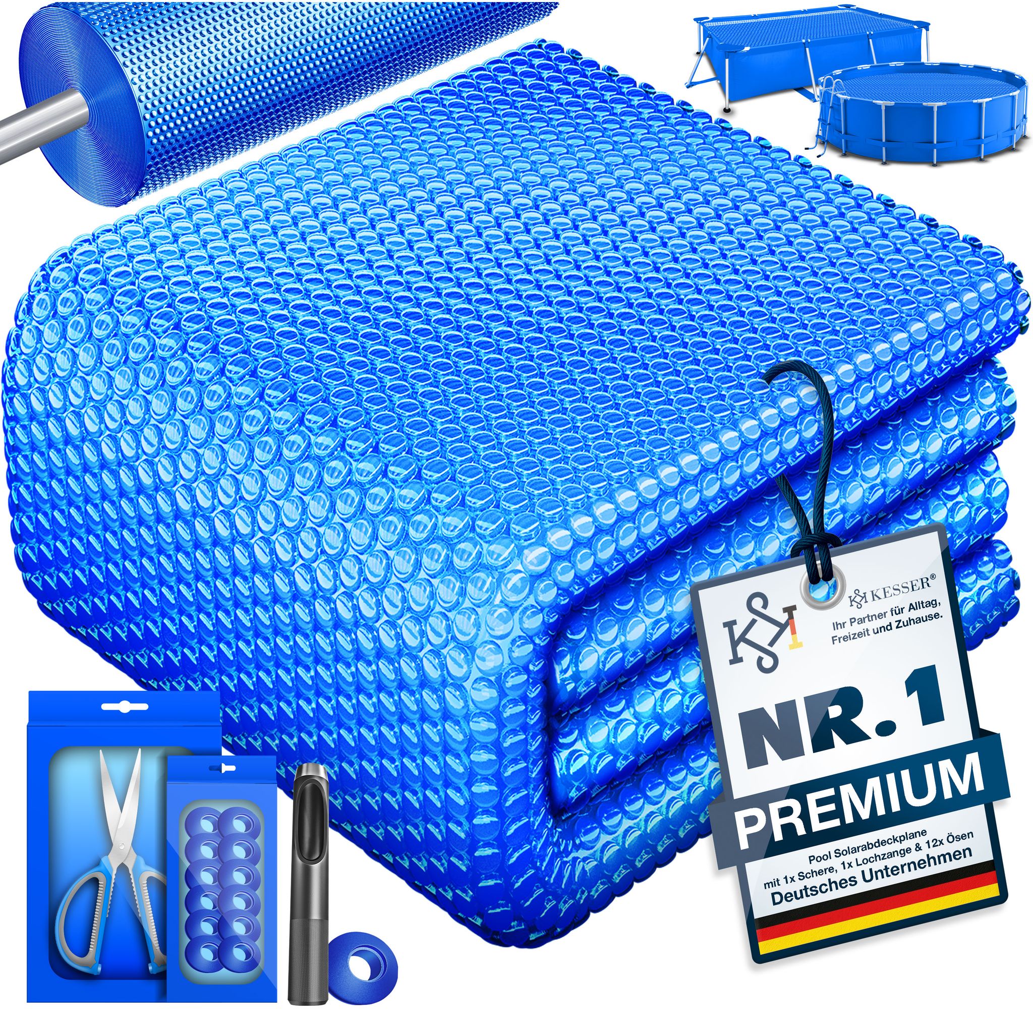 Kesser® Pool-solarabdeckung 120 Μm, Zuschneidbar - Blau, Ø 305 Cm