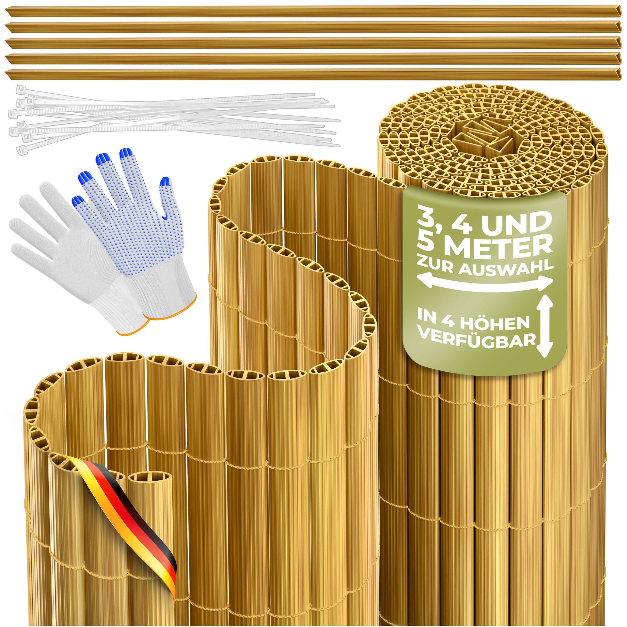 Kesser® Pvc Sichtschutzmatte, Blickdicht, Windfest - 80 X 500 Cm, Bambus