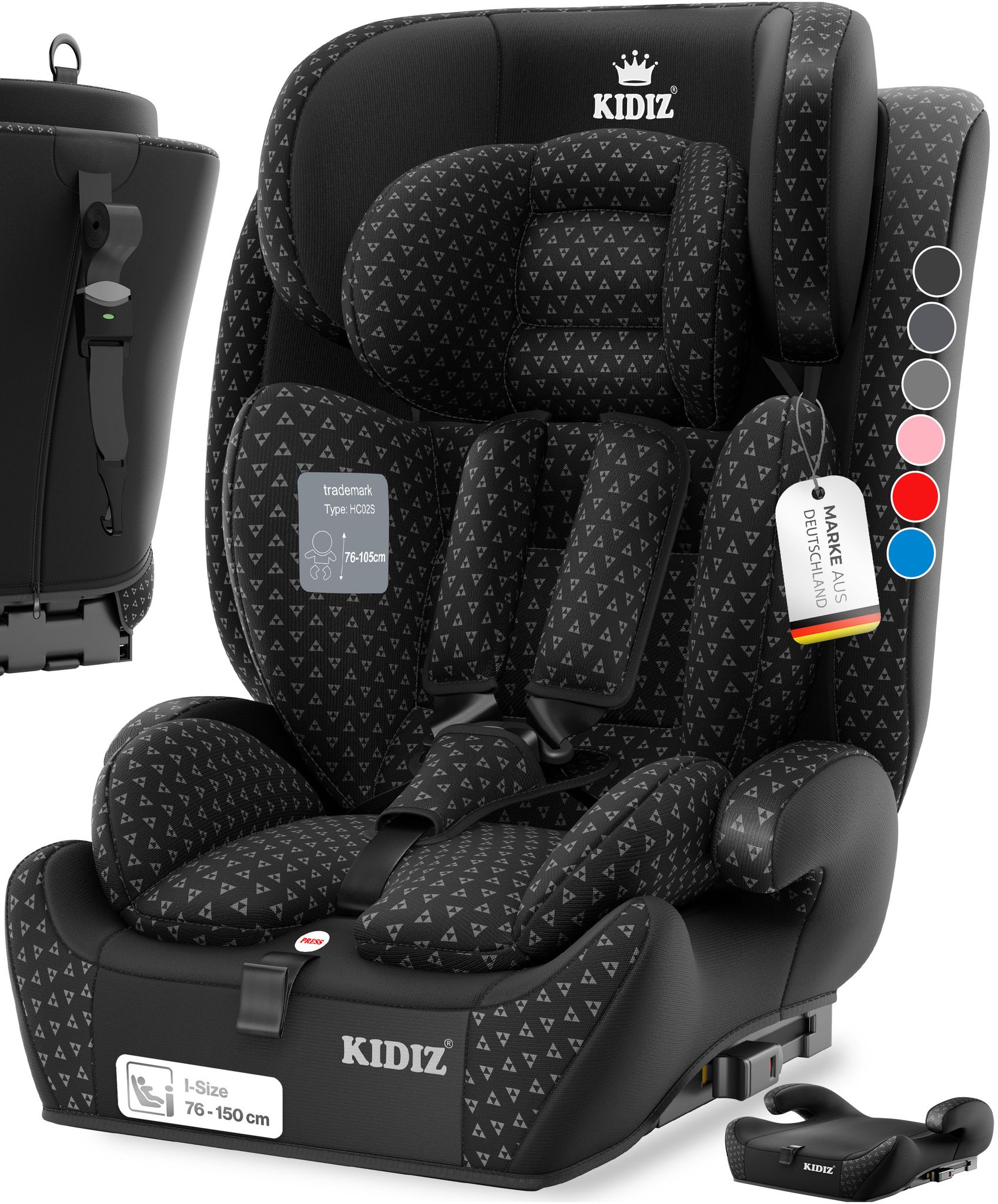 Kidiz® Autokindersitz Triangle Mit Isofix, 9-36 Kg - Schwarz