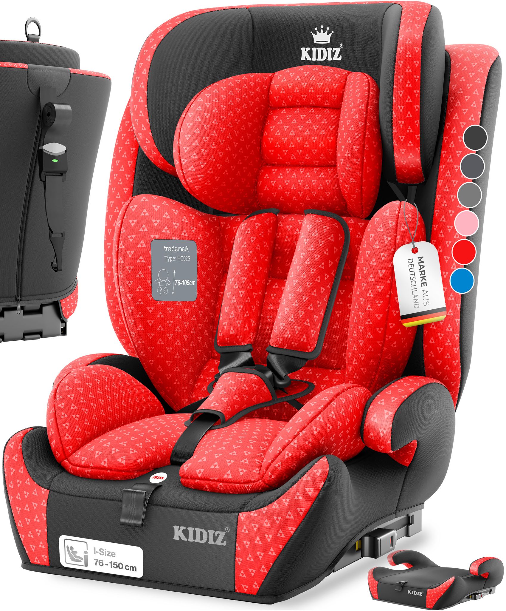 Kidiz® Autokindersitz Triangle Mit Isofix, 9-36 Kg - Rot