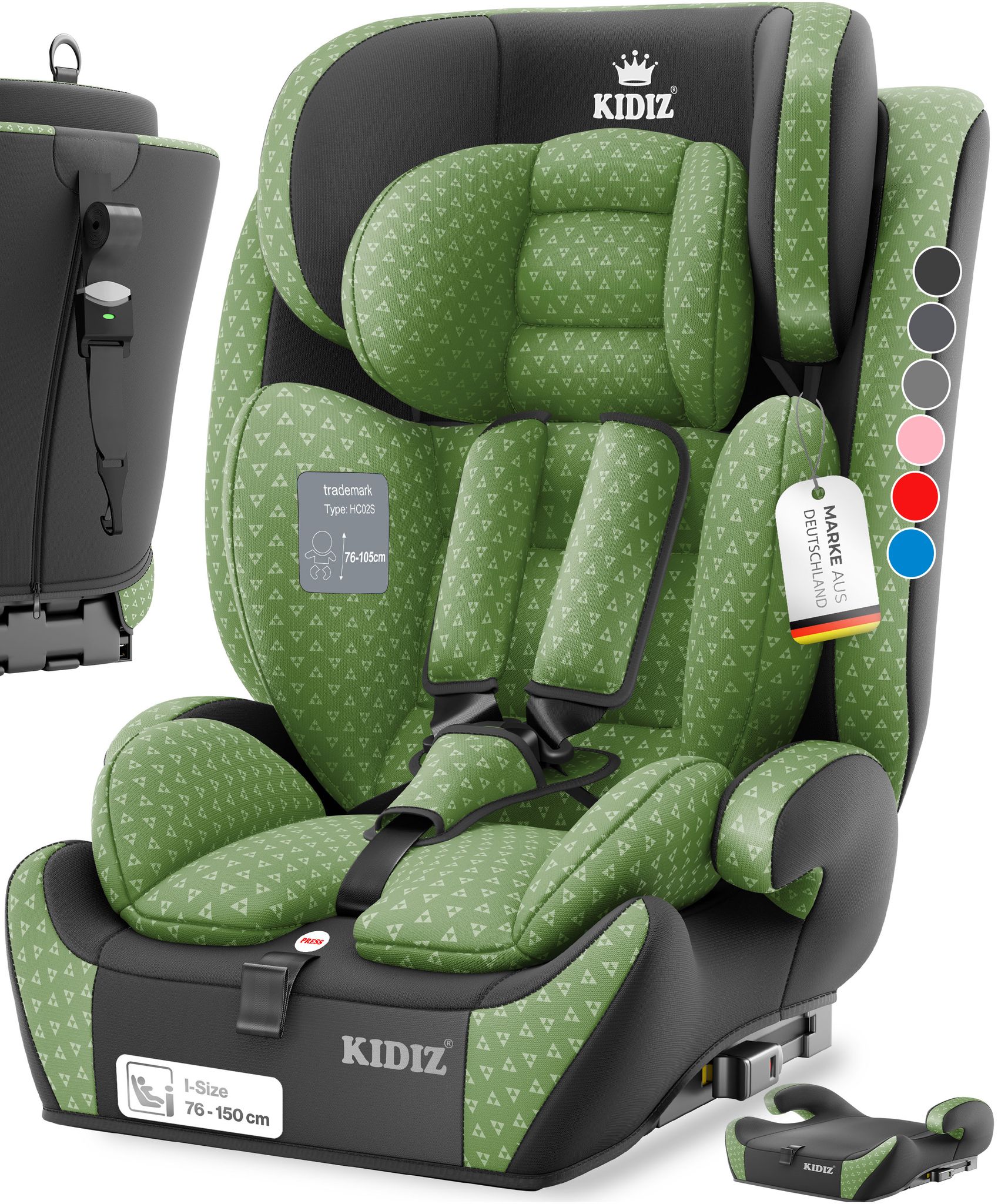 Kidiz® Autokindersitz Triangle Mit Isofix, 9-36 Kg - Grün