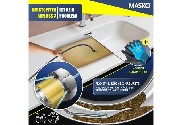 Masko® Rohrreinigungsschlauch Premium, 200 Bar - 15m, Anthrazit - Premium