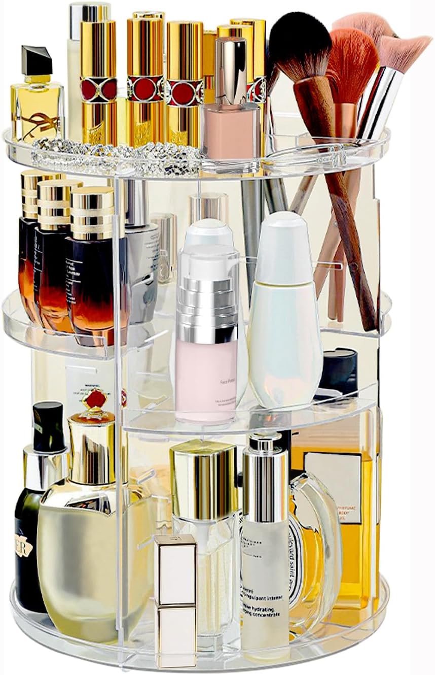 360° Drehbar Make Up Kosmetik Organizer Justierbarer Aufbewahrung Kosmetikbox Großer Kapazitäts Hautpflege Makeup Organizer Eitelkeit Und Badezimmer