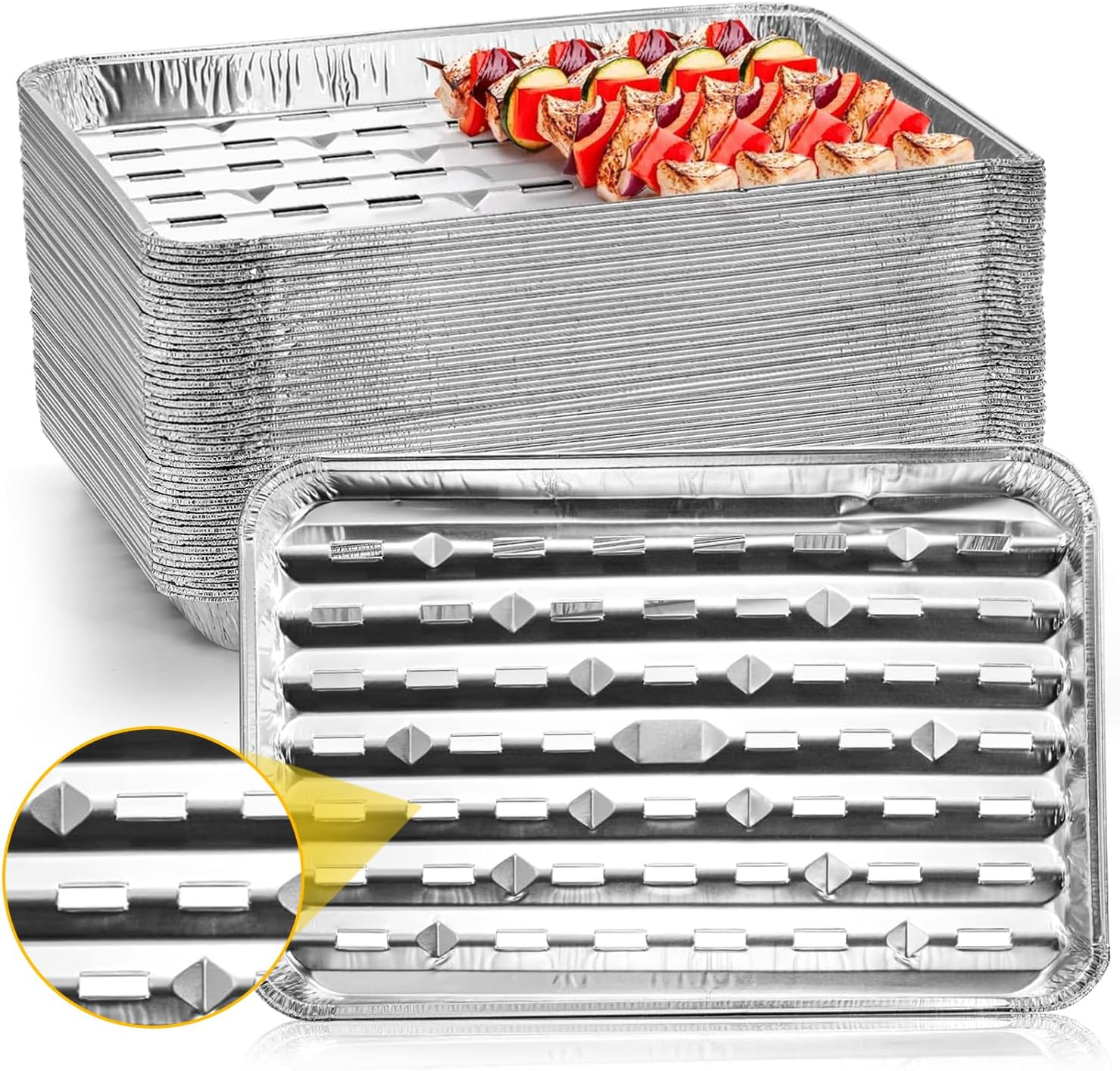 30 Stück Aluminium Bbq Grillschale Aluminium Tropfschalen Einweg-schale Eckig Aluschalen Fettauffangschalen Für Reste, Grill,(33 X 22 X 2,8 Cm)