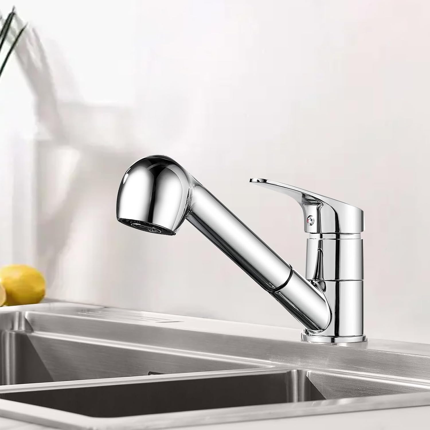 Küchenarmatur Ausziehbar,360° Drehbar Wasserhahn Küche,spültischarmatur Küche Mit Säulentyp Wasserauslass Duschwasserauslass 2 Modus,für Küche Chrom
