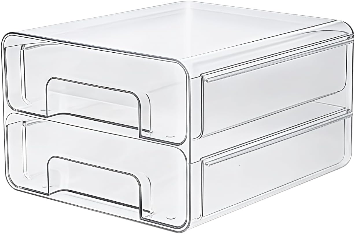 1 Stück Kühlschrank Organizer Schublade - Doppelschicht Stapelbare Aufschnittboxen Für Kühlschrank, Küchen Und Schränke - Transparenter Fridge Organizer Für Wurst Aufbewahrung