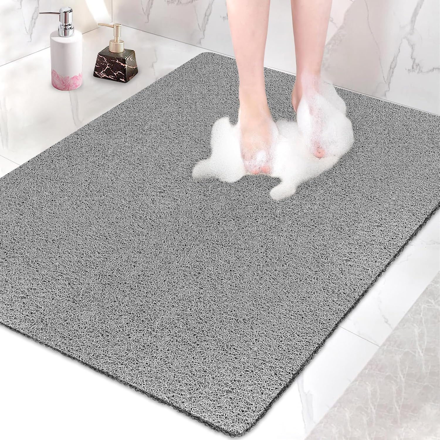 Duschmatte Rutschfest 60 X90 Cm - Extra Groß Sicherheits Badewannenmatte Mit Ablauflöchern, Weich Komfort Pvc-luffa Massage Antirutschmatte Für Dusche