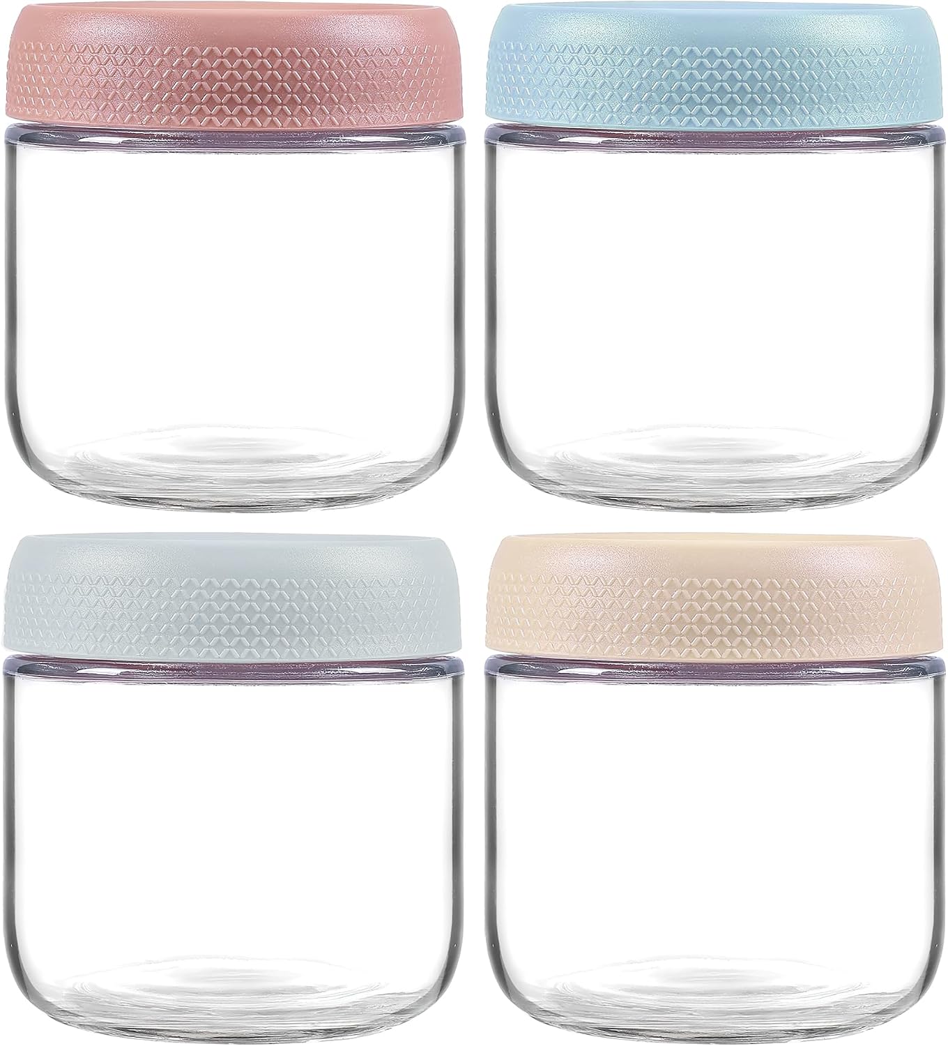 350 Ml/12 Oz Glas Vorratsdosen Mit Deckel,4er Set Kleine Süße Dekorative Vorratsgläser,stapelbarer Glasbehälter Für Overnight Oats,müsli,joghurt,salat