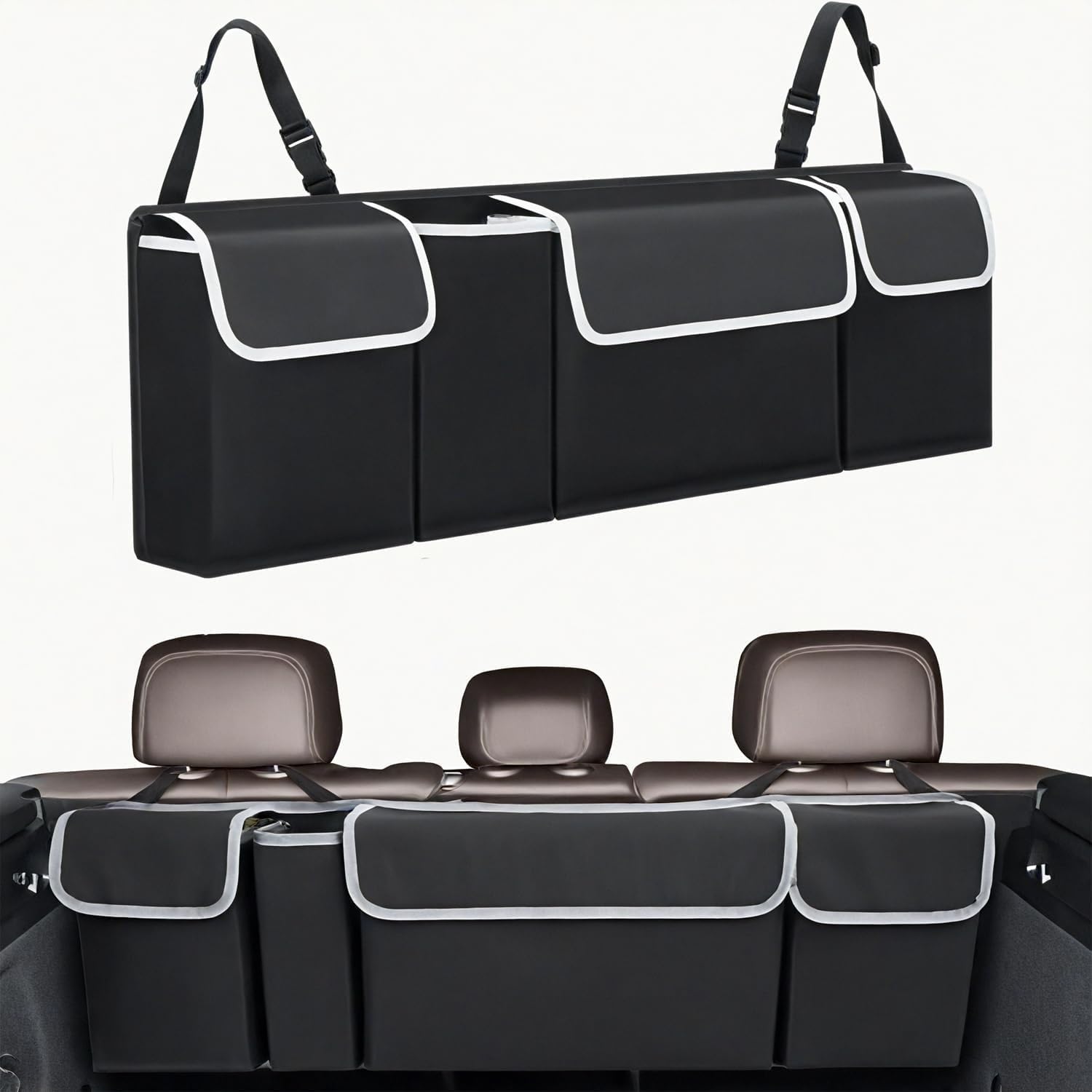 Kofferraum Organizer Auto,rücksitz Kofferraumtasche Aufbewahrungsbox,kofferraum-organizer Aus Oxford-stoff, Faltbar, Wasserdicht, Mit 4 Taschen