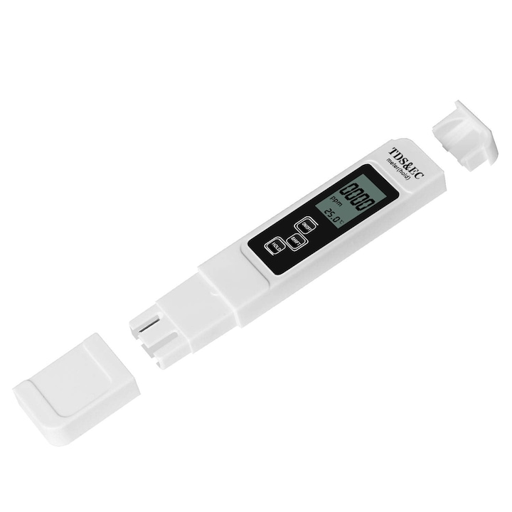 Digitales 3-in-1-wasserqualitätsmessgerät, Tds/ce/temperatur, 0–9990 Ppm, 0–999 Μs/cm, 0,1 °c–80,0 °c, Automatische Temperaturkompensation, Hohe Genauigkeit, Weiß