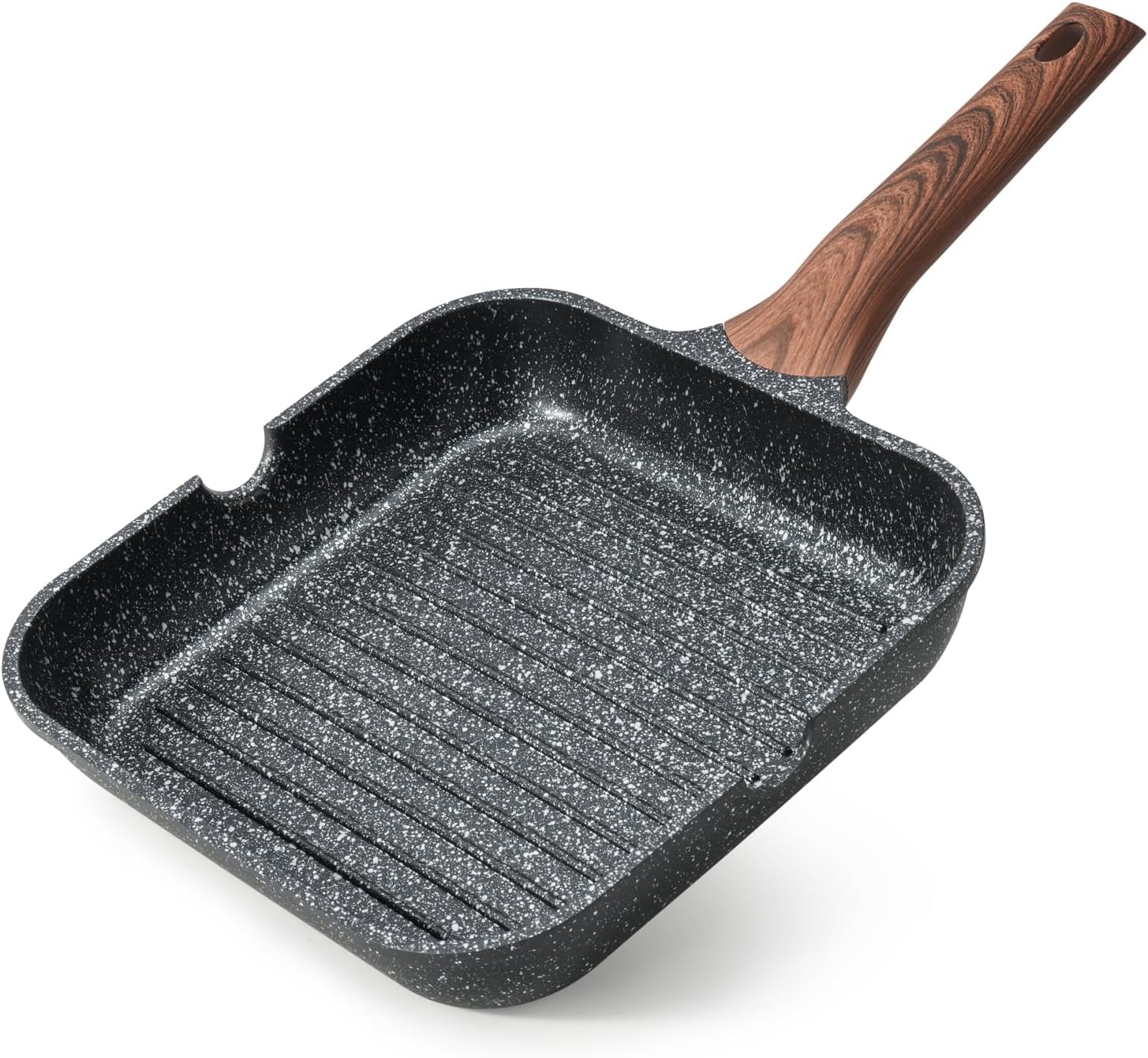 Antihaft-grillpfanne, 24 Cm Quadratische Pfanne Für Induktion, Granitbeschichtung, Ausgießer, Vielseitig Für Indoor-kochen, Pfoa-frei