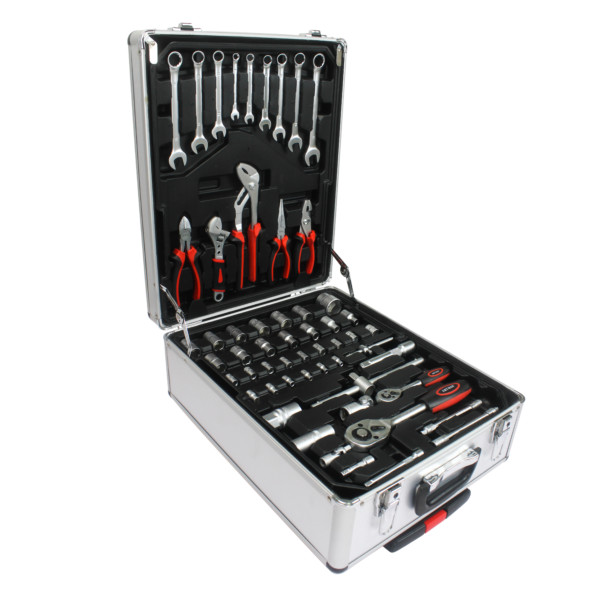 899-teiliges Heimwerker-set Mit Werkzeugkasten Und 4 Schubladen, Silber