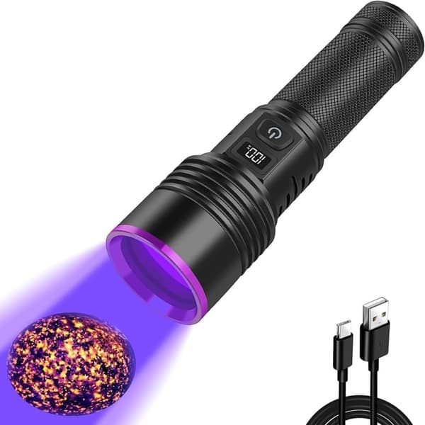 365-nm-uv-taschenlampe, Wiederaufladbare Schwarzlichtlampe Mit Lcd-display, Leistungsstarke Tragbare Lampe Zur Untersuchung Von Urin, Skorpionen, Harz Und Glas.