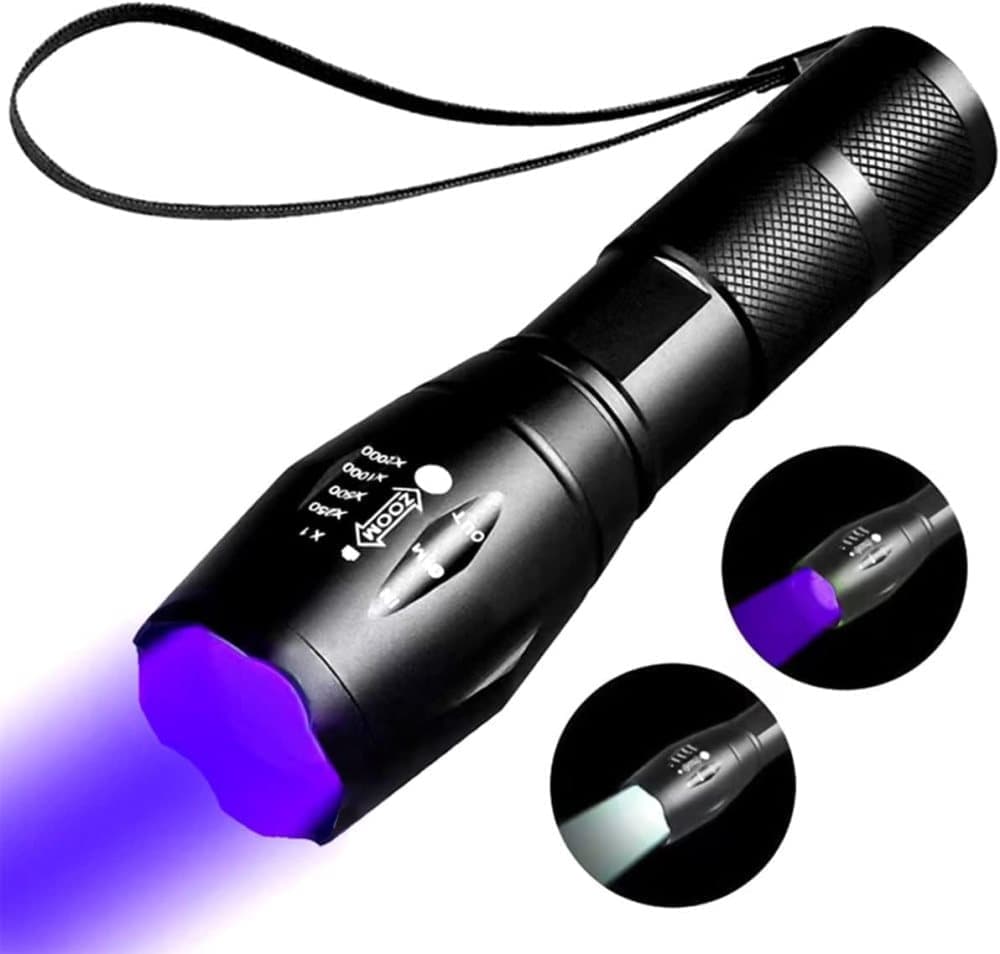 395nm Uv-taschenlampe, Wiederaufladbar, 2-in-1 Mit Schwarz- Und Weißlicht, Tragbar.