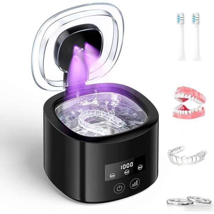 Ultraschallreiniger, 50 Khz, 230 Ml, 4 Uv-lampen, 3 Modi, Hd-digitalanzeige, Schwarz.