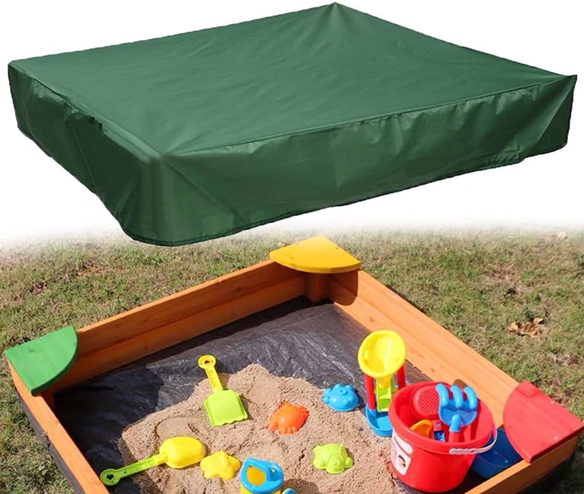Quadratische Sandkastenabdeckung (180 X 20 Cm), Oxford-gewebe, Wasserdicht, Uv-beständig, Für Spielzeug Und Pools, Grün.