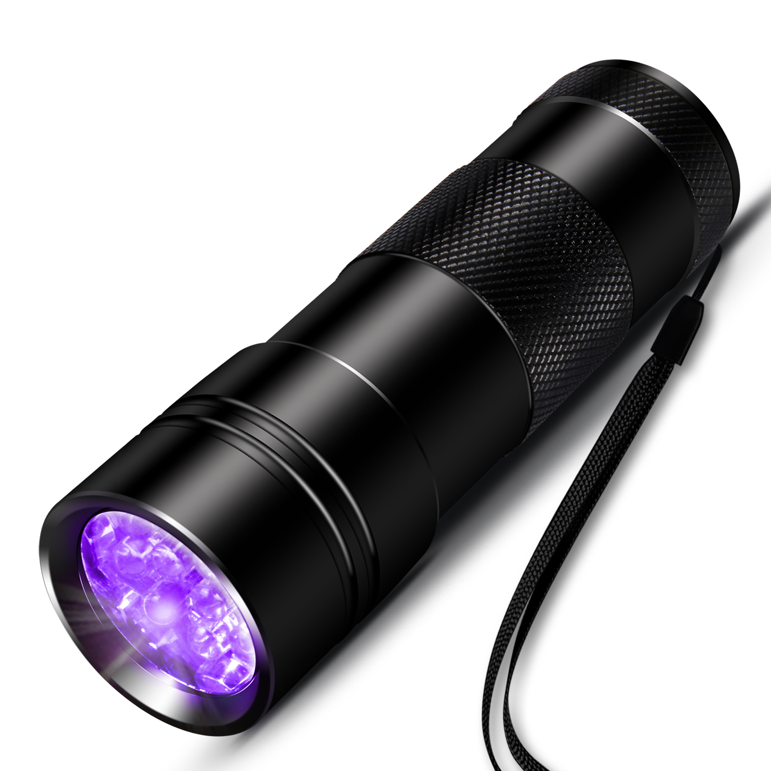 Uv-taschenlampe Mit 12 Leds À 395 Nm, Schwarz.