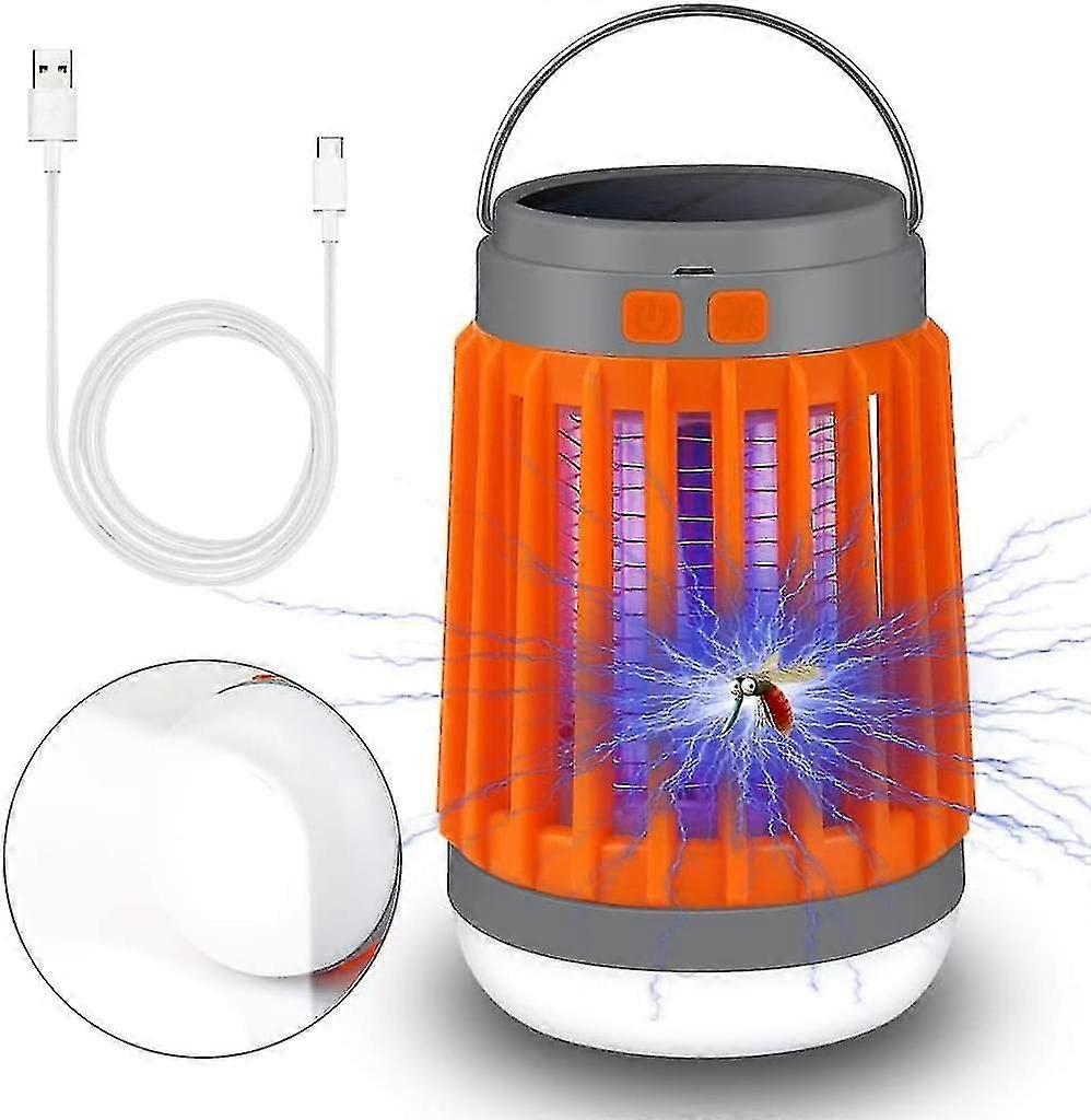 Solar-campinglampe Mit Uv-licht, Insekten- Und Mückenvernichter, Ip67 Wasserdichte Tragbare Taschenlampe, Usb-ladefunktion.