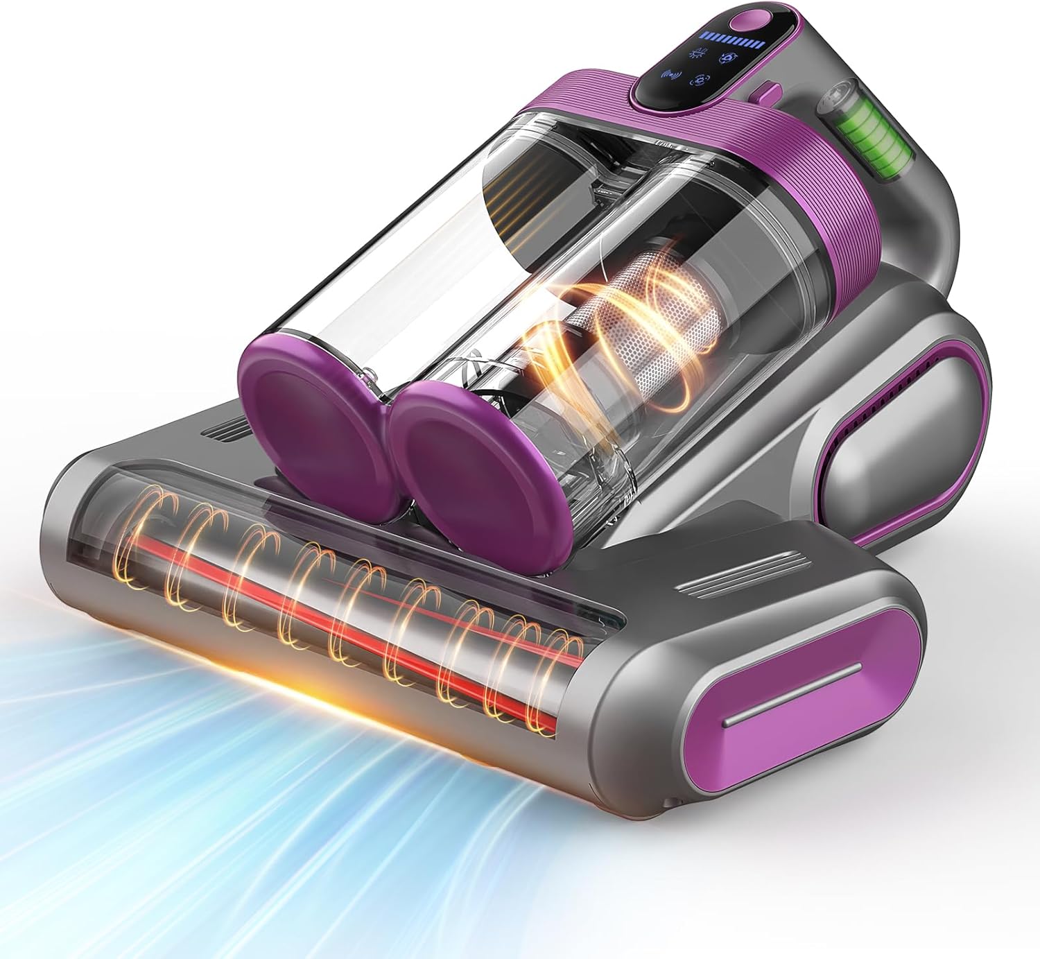 Kabelloser, Handgeführter Matratzenstaubsauger Mit 16 Kpa Uv-c-licht, Hepa-filter Und Ultraschallreiniger, Grau.