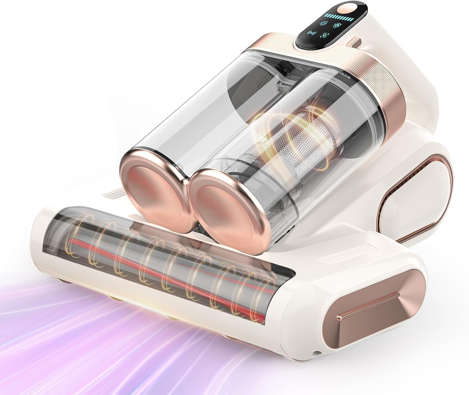 Kabelloser, Handgeführter Matratzenstaubsauger Mit 16 Kpa Leistung, 253,7 Nm Uv-c-licht, Hepa-filter Und Ultraschallreiniger, Weiß.