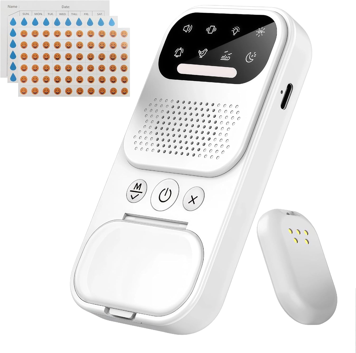 4-in-1-funkalarm Gegen Nächtliches Bettnässen, Weißes Rauschen, Sanftes Licht Und Uv-sterilisation, Wiederaufladbar Über Usb-c Zur Unterstützung Des Töpfchentrainings.