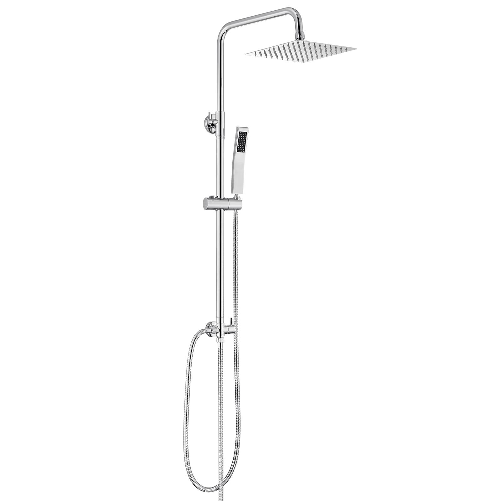 Auralum Max Edelstahl Regendusche Ohne Armatur,regenduschkopf 20x20cm,duschsystem Mit Höhenverstellbar Duschstange,edelstahl Handbrause,messing-umschaltventil,duschset Chrom Für Vorhandene Bohrlöcher