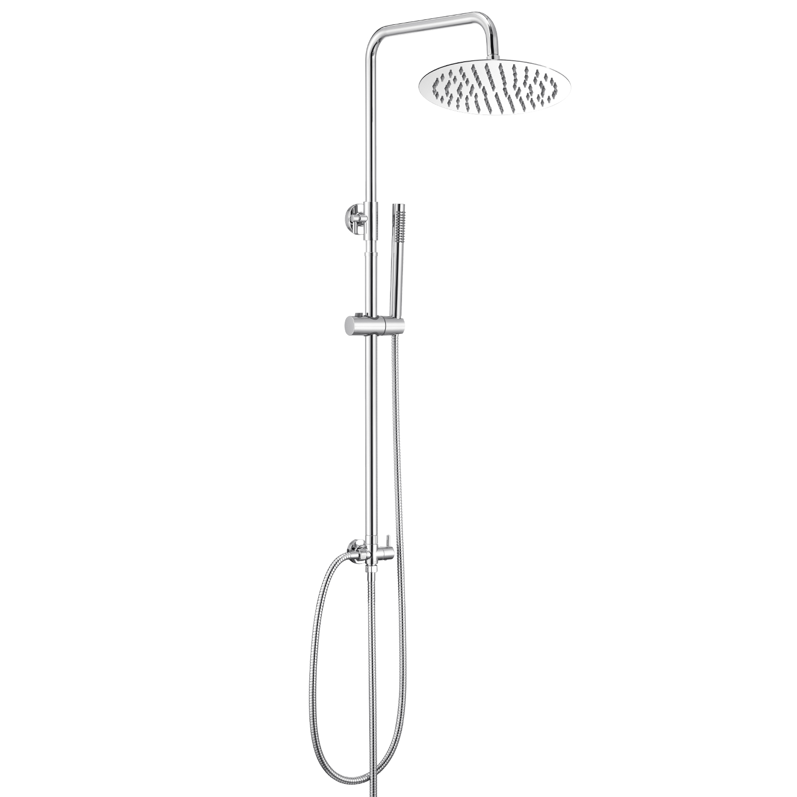 Auralum Max Edelstahl Regendusche Ohne Armatur,duschsystem Mit Regendusche Duschkopf 20cm Rund,messing-wasserteiler,edelstahl Handbrause,höhenverstellbar Duschstange,dusche Komplett Set Chrom
