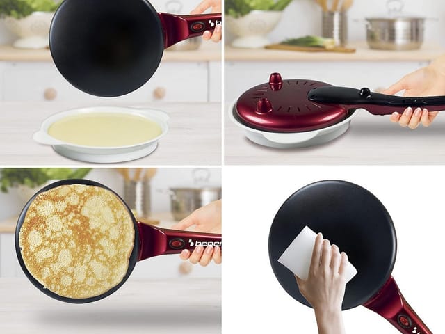 Beper Crêpesmaker Elektrischer Crêpes Maker 800W mit Antihaftplatte & Teigbehälter, 800 W, Ø 20 cm