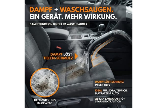 Sommertal Teppichreinigungsgerät Sommertal HYDRO 9000 MAX Waschsauger – 1.000W & 20 kPa, 1000 W, Teppichreiniger & Polsterreiniger mit Dampfsauger & Nasssauger