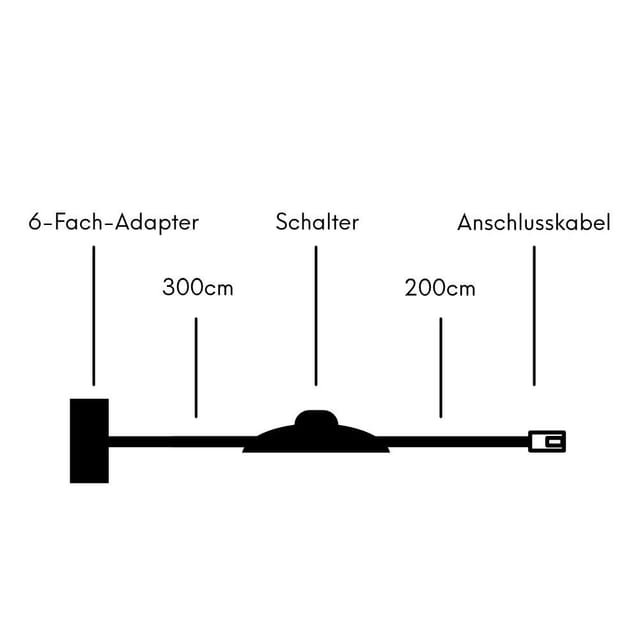 kalb Schalter Fußschalter LED Mini-Stecksystem 500cm Kabel und 6-Fach Adapter