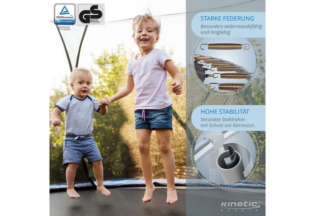 Kinetic Sports Gartentrampolin SALTO PLUS, Ø 183 cm, Komplett-Set mit Leiter, Regenplane, Einstiegsleiter