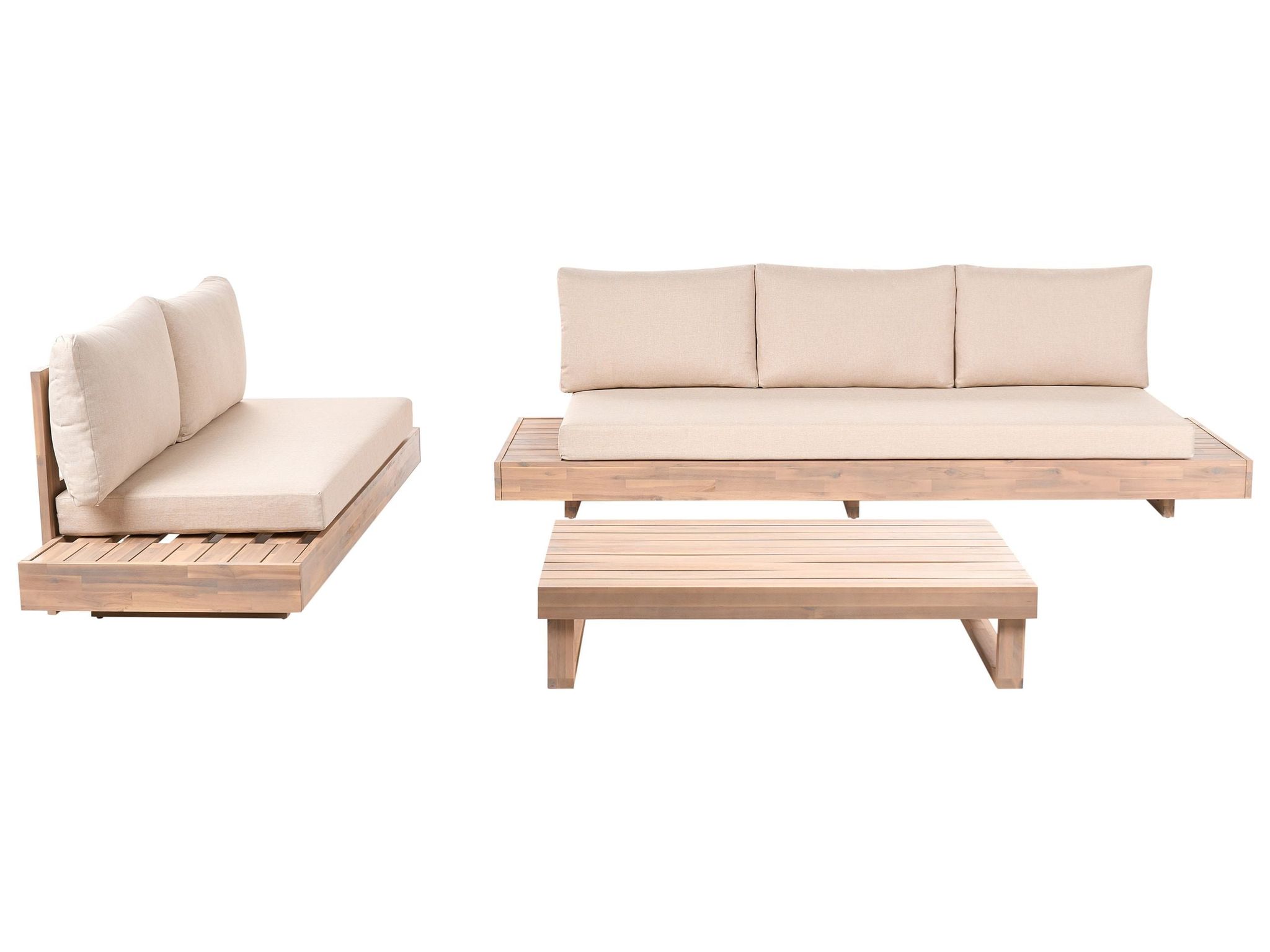 Lounge Set Mit Tisch 5-sitzer Marettimo Zertifiziertes Akazienholz Beige