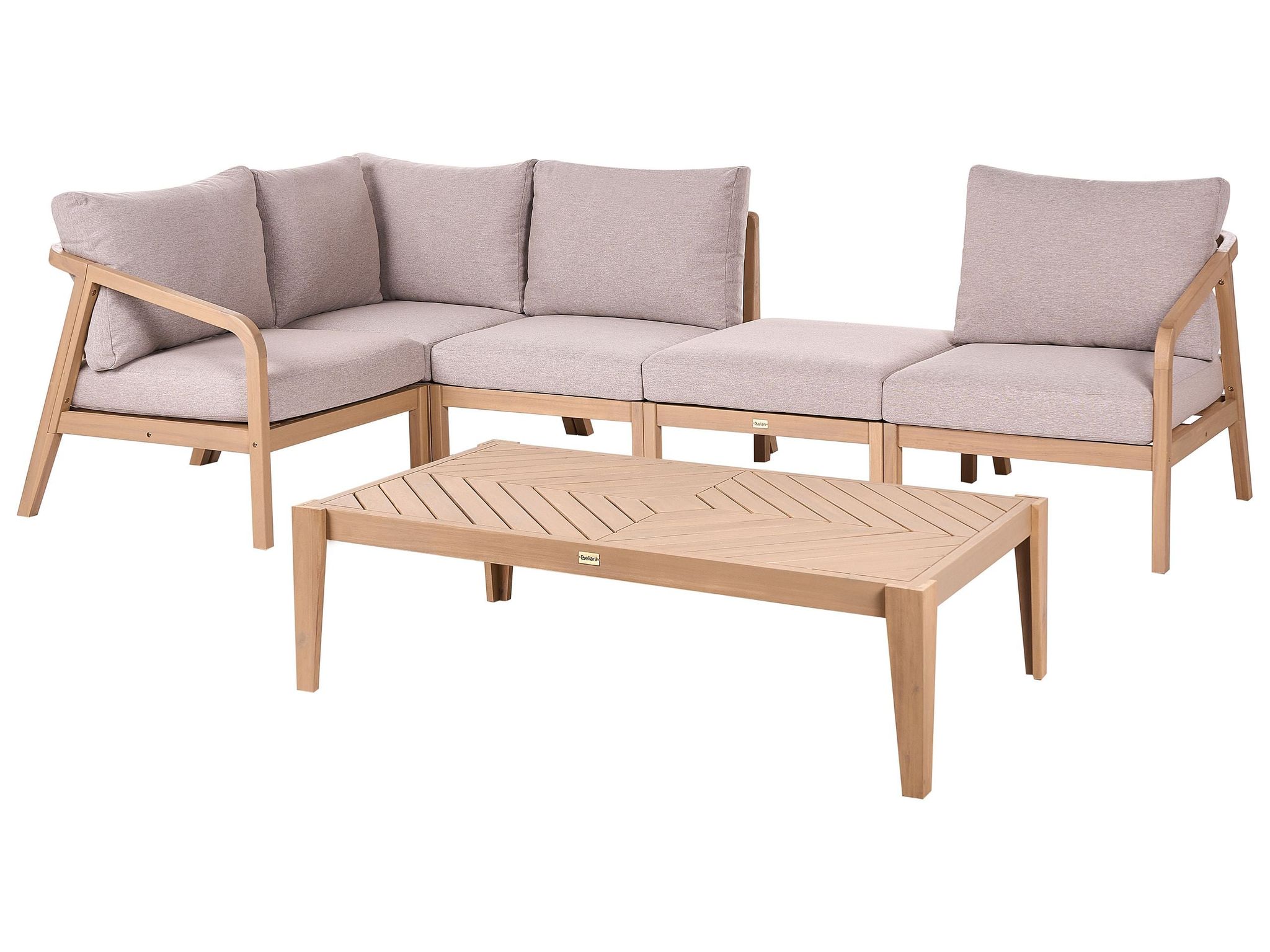 Garten Ecksofa Mit Tisch 5-sitzer Rivello Modular Akazienholz Hellbraun