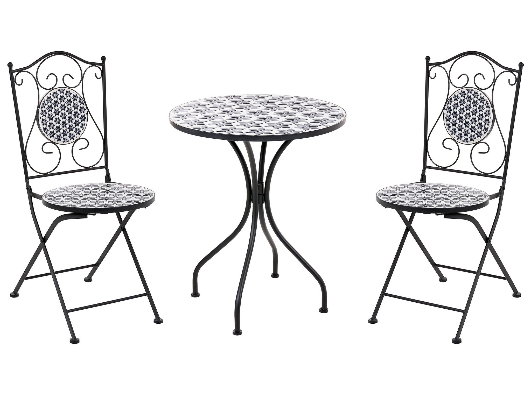 Bistro Set Sirolo Metall Weiß / Blau